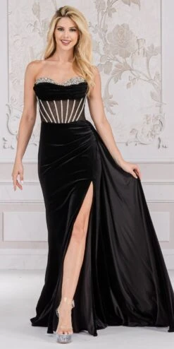 Amelia Couture 5051 Floor Length Strapless Sweetheart Fitted Slit Formal Gown(Amelia Couture 5051 Floor Length Strapless Sweetheart Fitted Slit Formal Gown) -Dress Promotion Store 5051 BLACK