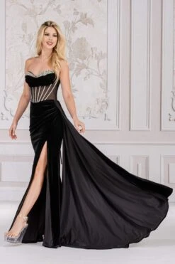 Amelia Couture 5051 Floor Length Strapless Sweetheart Fitted Slit Formal Gown(Amelia Couture 5051 Floor Length Strapless Sweetheart Fitted Slit Formal Gown) -Dress Promotion Store 5051 BLACK SIDE
