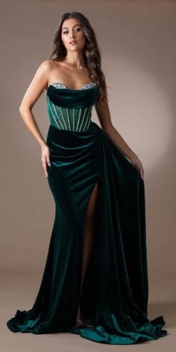 Amelia Couture 5051 Floor Length Strapless Sweetheart Fitted Slit Formal Gown(Amelia Couture 5051 Floor Length Strapless Sweetheart Fitted Slit Formal Gown) -Dress Promotion Store 5051 amelia emerald
