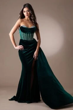 Amelia Couture 5051 Floor Length Strapless Sweetheart Fitted Slit Formal Gown(Amelia Couture 5051 Floor Length Strapless Sweetheart Fitted Slit Formal Gown) -Dress Promotion Store 5051 amelia emerald full