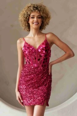 Amelia Couture 5057S Short Cocktail Sequin Fitted Mini Skirt Dress(Amelia Couture 5057s Short Cocktail Sequin Fitted Mini Skirt Dress)