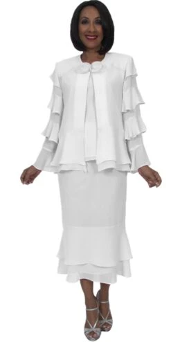 Hosanna 5543 Plus Size 3 Piece Set Tea Length Dress(Hosanna 5543 Plus Size 3 Piece Set White Tea Length Dress) -Dress Promotion Store 5289 hosanna white