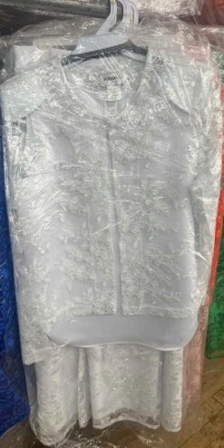 Hosanna 5519 Modest 3-Piece Set Tea Length Embroidered Lace Dress(Hosanna 5519 Modest 3 Piece Set Tea Length Embroidered Lace Dress) -Dress Promotion Store 5519 white