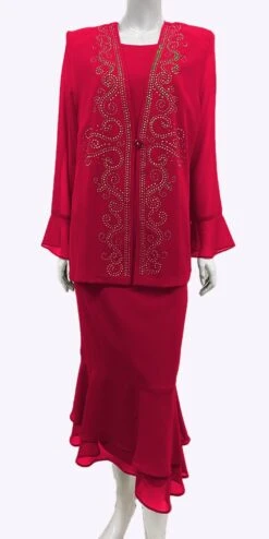 Hosanna 5535 Plus Size 3-Piece Set Tea Length Dress Outfit(Hosanna 5535 Plus Size 3 Piece Set Tea Length Dress Outfit) -Dress Promotion Store 5535 hosanna red