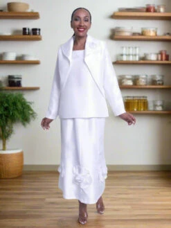 Hosanna 5546 Modest White 3-Piece Set Ankle Length Dress(Hosanna 5546 Modest White 3 Piece Set Ankle Length Dress)