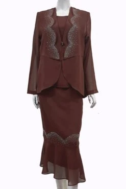 CLEARANCE - Hosanna 5549 Modest Outfit 3-Piece Set Tea Length Dress (Size XL)(Clearance Hosanna 5549 Modest Outfit 3 Piece Set Tea Length Dress Size Xl)