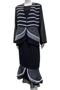 Hosanna 5551 Modest Outfit 3-Piece Set Tea Length Dress(Hosanna 5551 Modest Outfit 3 Piece Set Tea Length Dress)