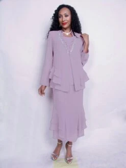 Hosanna 5555 Modest 3-Piece Set Ankle Length Dress(Hosanna 5555 Modest 3 Piece Set Ankle Length Dress) -Dress Promotion Store 5555 hosanna lilac