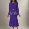 Hosanna 5556 Plus Size 3-Piece Outfit Set Tea Length Dress(Hosanna 5556 Plus Size 3 Piece Outfit Set Tea Length Dress) -Dress Promotion Store 5556 hosanna purple