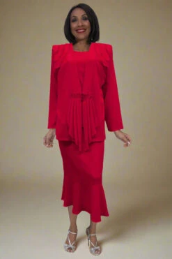 Hosanna 5563 Modest 3-Piece Outfit Set Ankle Length(Hosanna 5563 Modest 3 Piece Outfit Set Ankle Length) -Dress Promotion Store 5563 hosannna red