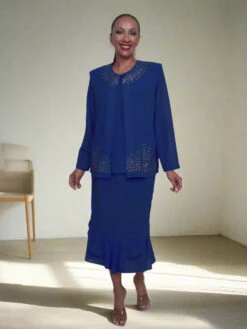 Hosanna 5564 Modest 3-Piece Set Ankle Length Dress(Hosanna 5564 Modest 3 Piece Set Ankle Length Dress) -Dress Promotion Store 5564 hosanna navy