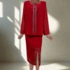 Hosanna 5566 Modest 3-Piece Outfit Set Ankle Length(Hosanna 5566 Modest 3 Piece Outfit Set Ankle Length) -Dress Promotion Store 5566 hosanna red