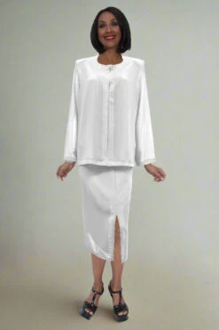 Hosanna 5566 Modest 3-Piece Outfit Set Ankle Length(Hosanna 5566 Modest 3 Piece Outfit Set Ankle Length) -Dress Promotion Store 5566 hosanna white