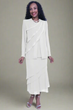 Hosanna 5573 Modest 3-Piece Outfit Set Ankle Length(Hosanna 5573 Modest 3 Piece Outfit Set Ankle Length) -Dress Promotion Store 5573 hosanna white