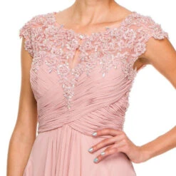 Juliet 585 A-Line Gown Cap Sleeve Empire Waist Full Length(Plus Size Dusty Rose Formal Gown Cap Sleeve Empire Waist Full Length) -Dress Promotion Store 585ju zoom bc38ece3 ece2 457b 8b7f 91079da1799f