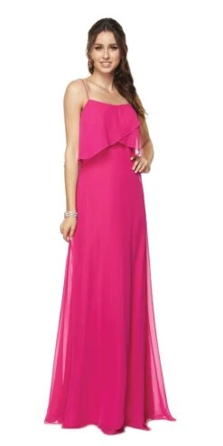 Juliet 591 Long Bridesmaid Dress Ruffled Bodice(Fuchsia Long Bridesmaid Dress Ruffled Bodice) -Dress Promotion Store 591 juliet fuchsia