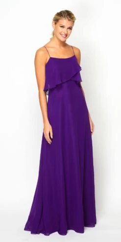 Juliet 591 Long Bridesmaid Dress Ruffled Bodice(Fuchsia Long Bridesmaid Dress Ruffled Bodice) -Dress Promotion Store 591Purple5