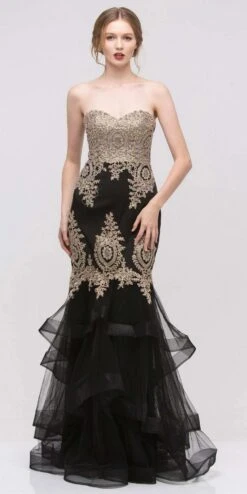 CLEARANCE - Eureka 6009 Strapless Embroidered Gown Layered Skirt (Size XL)(Clearance Eureka 6009 Strapless Embroidered Gown Layered Skirt Size Xl) -Dress Promotion Store 6009 eureka black dress 4f400339 0fde 40a2 bd26 fa443df446a0