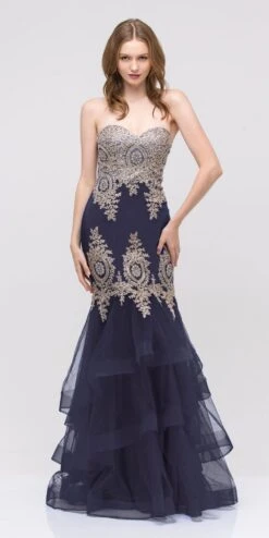 CLEARANCE - Eureka 6009 Strapless Embroidered Gown Layered Skirt (Size XL)(Clearance Eureka 6009 Strapless Embroidered Gown Layered Skirt Size Xl) -Dress Promotion Store 6009 eureka navy blue dress 737494bf a4ca 4818 93c1 8e576efc8894