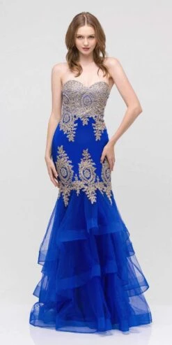 CLEARANCE - Eureka 6009 Strapless Embroidered Gown Layered Skirt (Size XL)(Clearance Eureka 6009 Strapless Embroidered Gown Layered Skirt Size Xl) -Dress Promotion Store 6009 eureka royal blue dress 3989235e a401 4cf5 93c4 0083b836e48b