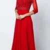Juliet 600 3/4 Length Sleeve Gown Illusion Neck Embroidery(3 4 Length Sleeve Red Formal Gown Illusion Neck Embroidery) -Dress Promotion Store 600Red 1