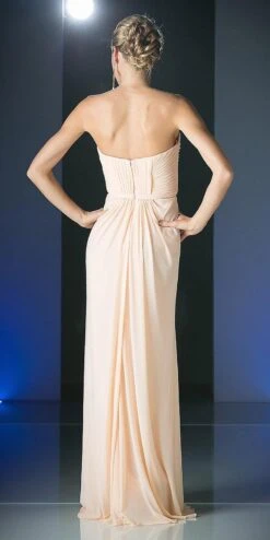 Cinderella Divine 601 Strapless Sweetheart Chiffon Semi Formal Dress(Strapless Sweetheart Chiffon Semi Formal Dress Blush Long) -Dress Promotion Store 601 cinderella divine blush back