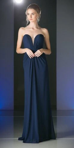 Cinderella Divine 601 Strapless Sweetheart Chiffon Semi Formal Dress(Strapless Sweetheart Chiffon Semi Formal Dress Blush Long) -Dress Promotion Store 601 cinderella divine navy blue
