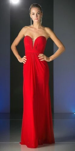 Cinderella Divine 601 Strapless Sweetheart Chiffon Semi Formal Dress(Strapless Sweetheart Chiffon Semi Formal Dress Blush Long) -Dress Promotion Store 601 cinderella divine red