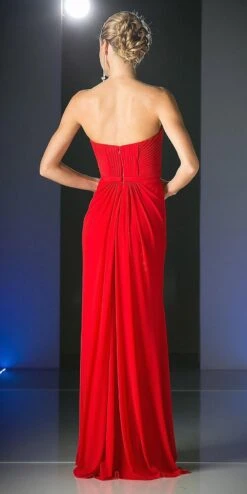 Cinderella Divine 601 Strapless Sweetheart Chiffon Semi Formal Dress(Strapless Sweetheart Chiffon Semi Formal Dress Blush Long) -Dress Promotion Store 601 cinderella divine red back