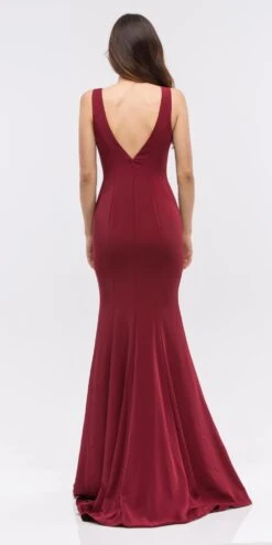 Eureka 6010 Plunging V-Neck Floor Length Mermaid Dress(Plunging V Neck Floor Length Mermaid Prom Dress Off White) -Dress Promotion Store 6010 eureka burgundy dress back ddba30d9 0828 468c be00 c5e1a59fc38a