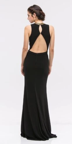 Eureka 6030 Plunging Neck Sleeveless Fit And Flare Evening Gown(Red Gold Plunging Neck Sleeveless Fit And Flare Evening Gown) -Dress Promotion Store 6030 eureka black gold dress back b7c52cb3 1648 4a95 9a3d 6ac43862c95f