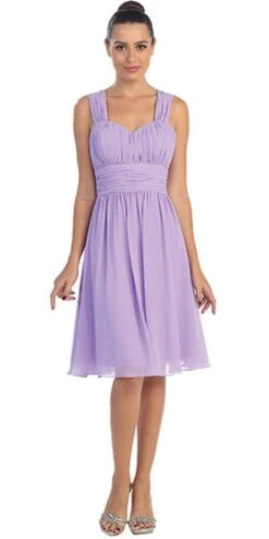 CLEARANCE - Lilac Short Wedding-Guest Dress Ruched-Bodice (Size Medium)(Clearance Lilac Short Wedding Guest Dress Ruched Bodice Size Medium)