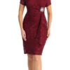 Celavie 6038 Short Sleeved Short Side Gathered Knee Length Dress(Short Sleeved Short Side Gathered Royal Blue Cocktail Dress) -Dress Promotion Store 6038 burgundy