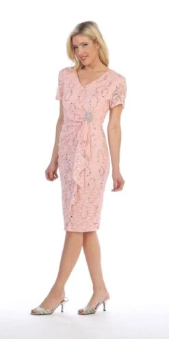 Celavie 6038 Short Sleeved Short Side Gathered Knee Length Dress(Short Sleeved Short Side Gathered Royal Blue Cocktail Dress) -Dress Promotion Store 6038 celavie blush left side 32f48fb9 e2c0 4daa 8a8c 1a4cbaff40f2