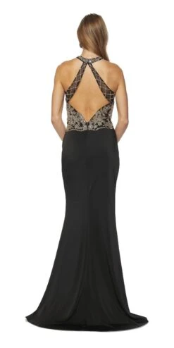 Juliet 614 Sexy Floor Length Formal Gown Cut Out Back Slit(Juliet 614 Sexy Floor Length Formal Gown Black Cut Out Back Slit) -Dress Promotion Store 614 juliet black back