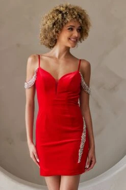 Amelia Couture 6022s Dress Fitted Velvet Off The Shoulder Cocktail(Amelia Couture 6022s Dress Fitted Velvet Off The Shoulder Cocktail) 17 Amelia Couture 6022s Dress Fitted Velvet Off The Shoulder Cocktail(Amelia Couture 6022s Dress Fitted Velvet Off The Shoulder Cocktail) -Dress Promotion Store 6200SRed 1