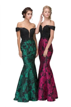 Eureka 6222 Off-the-Shoulder Floral Printed Gown(Off The Shoulder Floral Printed Prom Gown Black Hunter Green) -Dress Promotion Store 6222 eureka fashion group 4c45da13 e4d0 43bf 952d f5e72573868a