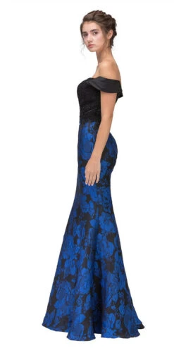 Eureka 6222 Off-the-Shoulder Floral Printed Gown(Off The Shoulder Floral Printed Prom Gown Black Hunter Green) -Dress Promotion Store 6222 eureka fashion royal blue side view d58adf71 8b83 4b6b ab79 464fad0dd1ae