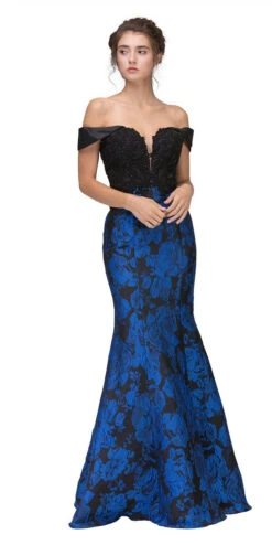 Eureka 6222 Off-the-Shoulder Floral Printed Gown(Off The Shoulder Floral Printed Prom Gown Black Hunter Green) -Dress Promotion Store 6222 eureka fashion royal blue a40d960b e054 44c6 8b9c e63e85ed1615