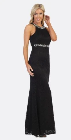 Celavie 6231 Halter Jeweled Neck And Waist Fit And Flare Lace Gown(Halter Jeweled Neck And Waist Fit And Flare Lace Prom Gown Wine Nude) -Dress Promotion Store 6231 celavie black right 963e399c d955 4145 a8af 4a41a77ec690