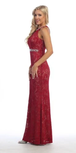 Celavie 6231 Halter Jeweled Neck And Waist Fit And Flare Lace Gown(Halter Jeweled Neck And Waist Fit And Flare Lace Prom Gown Wine Nude) -Dress Promotion Store 6231ce wine side 2e0bbfed 653f 4905 90ca 4c9d5e0bb1f0