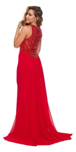 Juliet 628 Embellished Bodice Fit And Flare Prom Gown With Train(Juliet 628 Embellished Bodice Fit And Flare Prom Gown With Train Red) -Dress Promotion Store 628 juliet dress red back 8420a75a bcec 4d66 b943 84983c6aea38