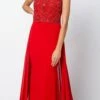 Juliet 628 Embellished Bodice Fit And Flare Prom Gown With Train(Juliet 628 Embellished Bodice Fit And Flare Prom Gown With Train Red)
