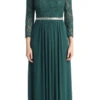 Celavie 6305-L Three-Quarter Length Lace Sleeve Dress A-line(Mauve Quarter Sleeve Long Formal Dress A Line) -Dress Promotion Store 6305 LHGreen