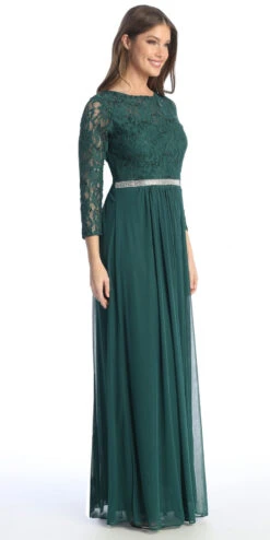 CLEARANCE - Celavie 6305L Three-Quarter Length Lace Sleeve Dress A-line (Size M)(Clearance Celavie 6305l Three Quarter Length Lace Sleeve Dress A Line Size M) -Dress Promotion Store 6305 LHGreen1 1