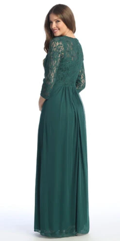 CLEARANCE - Celavie 6305L Three-Quarter Length Lace Sleeve Dress A-line (Size M)(Clearance Celavie 6305l Three Quarter Length Lace Sleeve Dress A Line Size M) -Dress Promotion Store 6305 LHGreen3 1