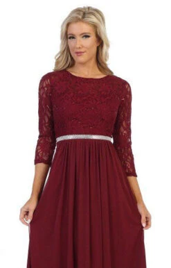 Celavie 6305-S Quarter Sleeves Lace Top A-Line Knee Length Dress(Royal Blue Quarter Sleeves Lace Knee Length Wedding Guest Dress) 38 Celavie 6305-S Quarter Sleeves Lace Top A-Line Knee Length Dress(Royal Blue Quarter Sleeves Lace Knee Length Wedding Guest Dress) -Dress Promotion Store 6305 S celavie burgundy