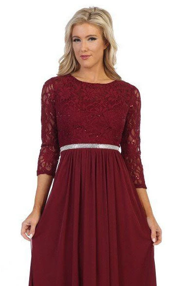 Celavie 6305-S Quarter Sleeves Lace Top A-Line Knee Length Dress(Royal Blue Quarter Sleeves Lace Knee Length Wedding Guest Dress) 19 Celavie 6305-S Quarter Sleeves Lace Top A-Line Knee Length Dress(Royal Blue Quarter Sleeves Lace Knee Length Wedding Guest Dress) - Image 17