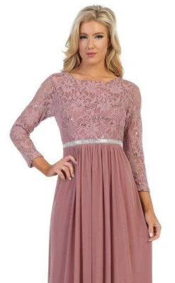 Celavie 6305-S Quarter Sleeves Lace Top A-Line Knee Length Dress(Royal Blue Quarter Sleeves Lace Knee Length Wedding Guest Dress) 39 Celavie 6305-S Quarter Sleeves Lace Top A-Line Knee Length Dress(Royal Blue Quarter Sleeves Lace Knee Length Wedding Guest Dress) -Dress Promotion Store 6305 S celavie mauve