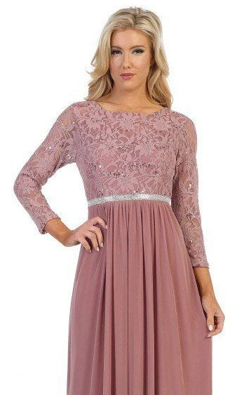 Celavie 6305-S Quarter Sleeves Lace Top A-Line Knee Length Dress(Royal Blue Quarter Sleeves Lace Knee Length Wedding Guest Dress) 20 Celavie 6305-S Quarter Sleeves Lace Top A-Line Knee Length Dress(Royal Blue Quarter Sleeves Lace Knee Length Wedding Guest Dress) - Image 18